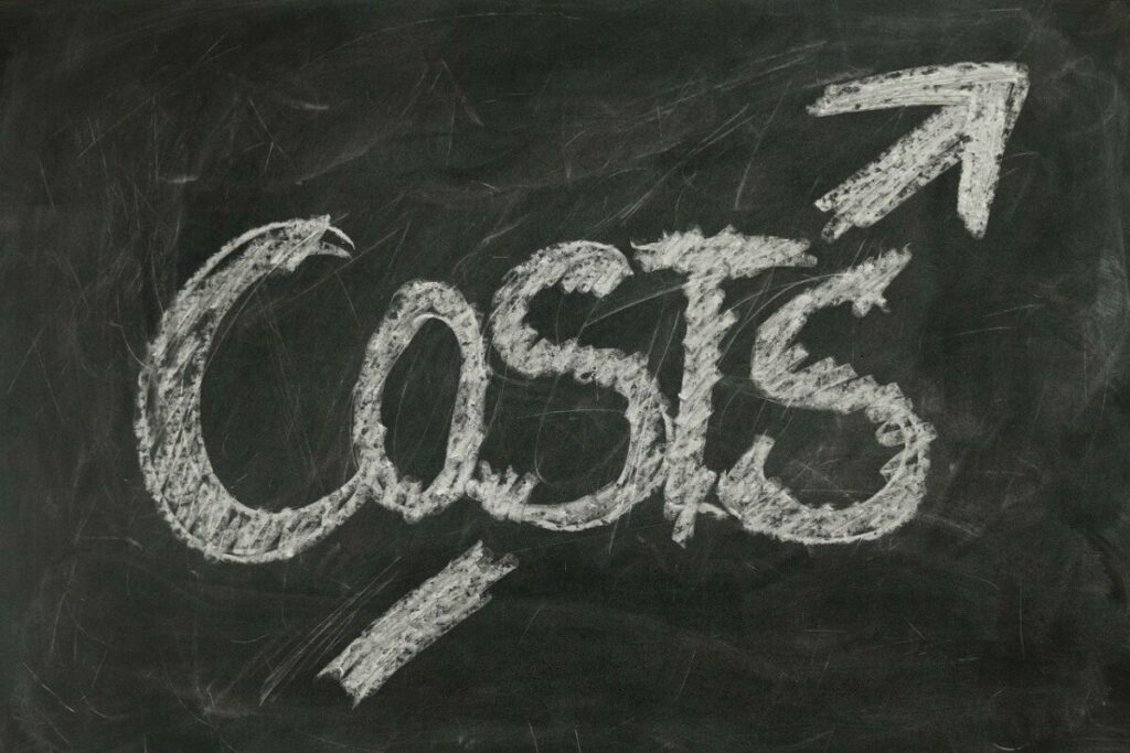 Costs word on a black board