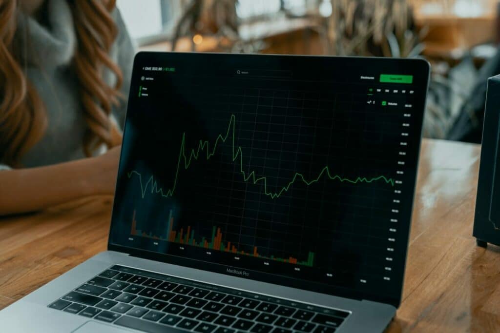 Investment Graph on a laptop screen