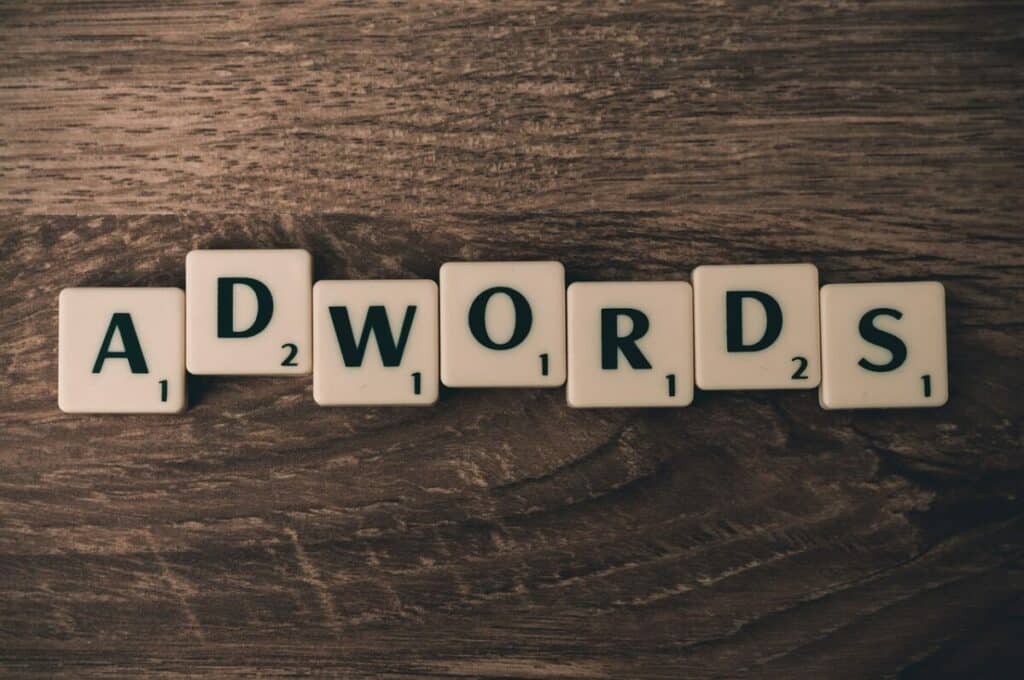 Word AdWords on a tiles