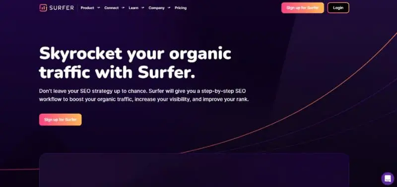 Surfer SEO Webpage