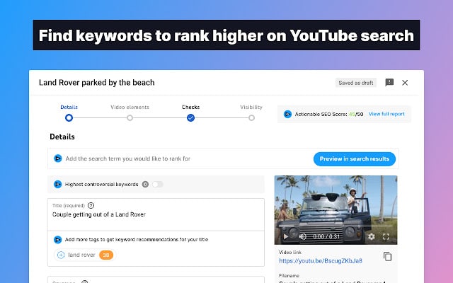 Find keywords to rank in YouTube