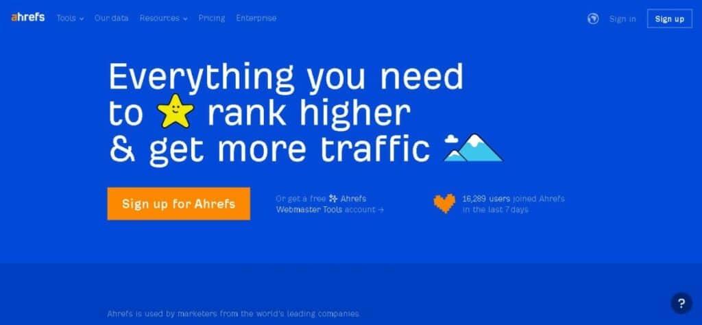Ahrefs landing page