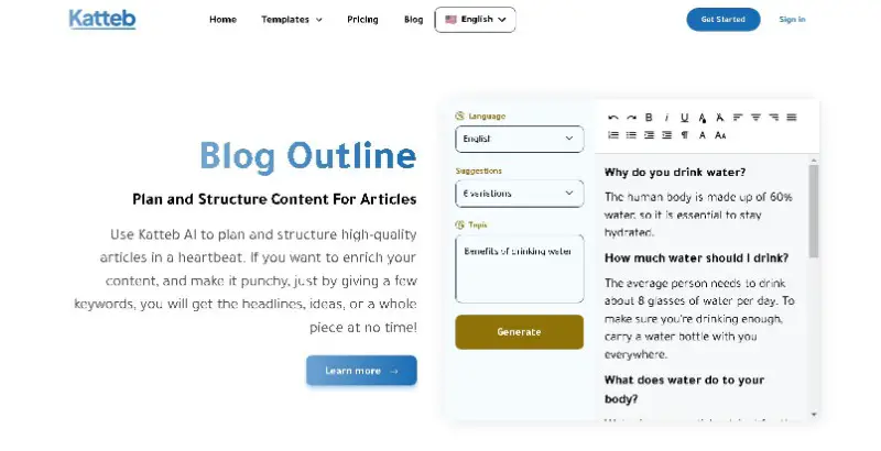 Blog outline feature in Katteb
