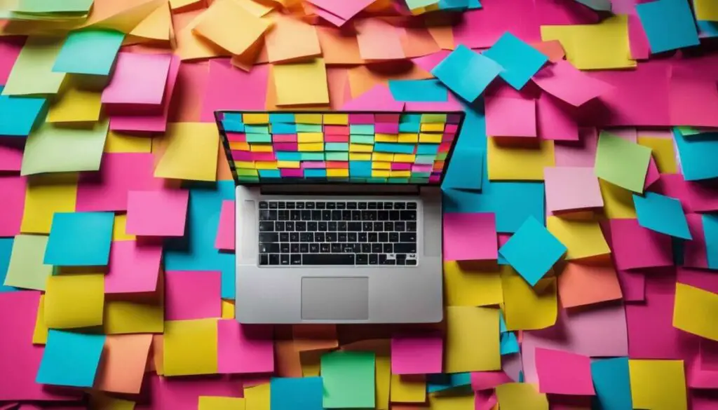 Post it notes and laptop