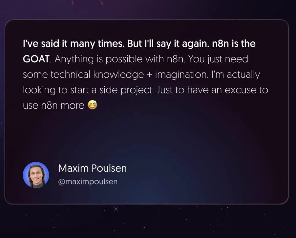 Customer testimonial for n8n