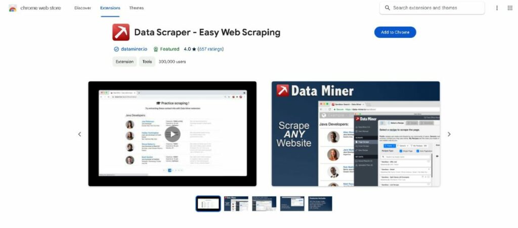 Data Scraper Chrome Extension Tool by Data Miner