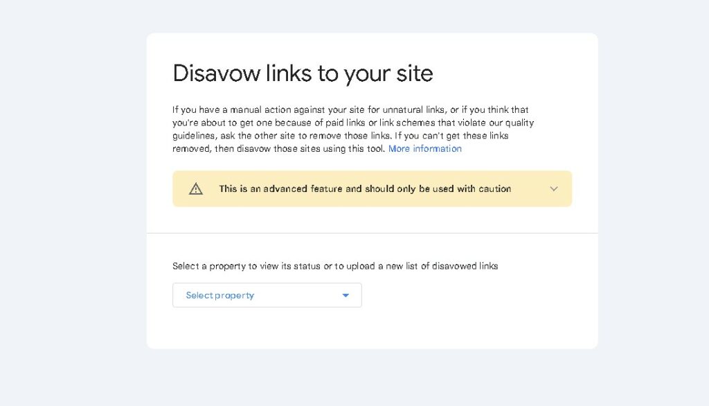 Disavow Tool in Google Search Console