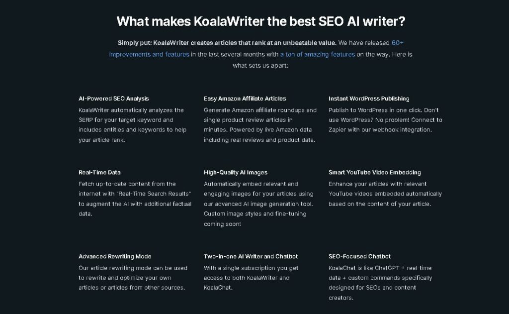 Koala.sh SEO Writer Features