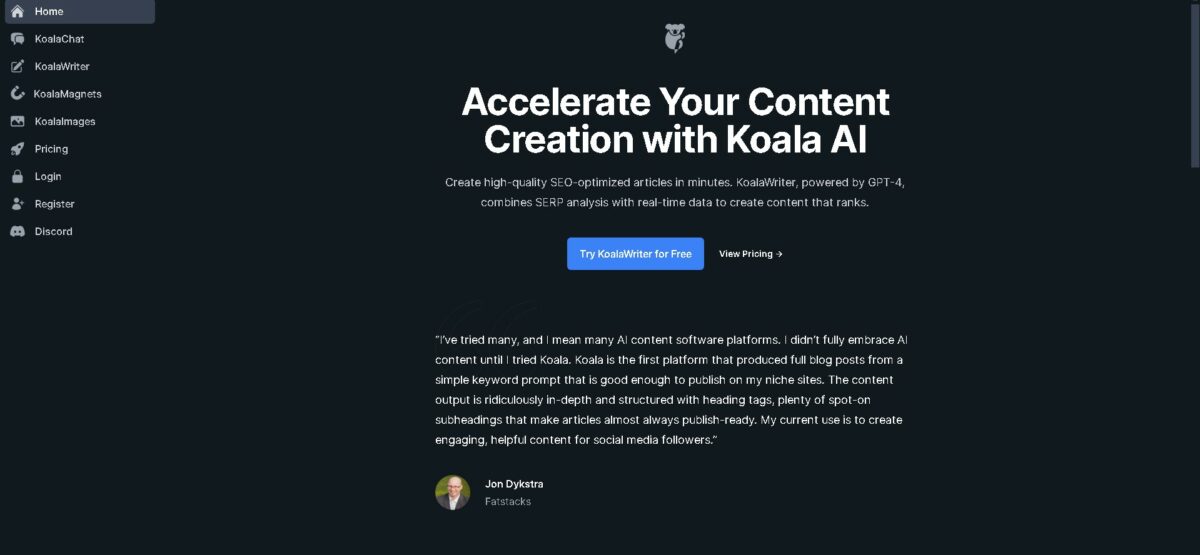 Koala.sh Landing Page