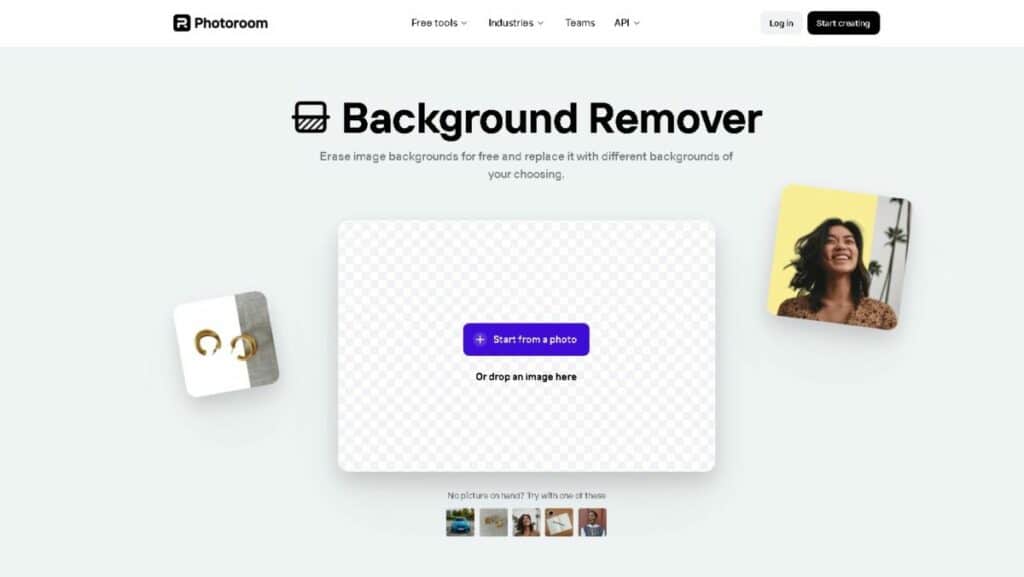 Background Remover tool in PhotoRoom 